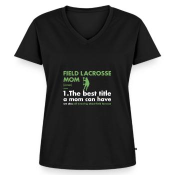 Sport Mom Definition Field Lacrosse - Frauen Premium Bio T-Shirt mit V-Ausschnitt - Schwarz - Vorne - AI Model Female 172 light (172cm)