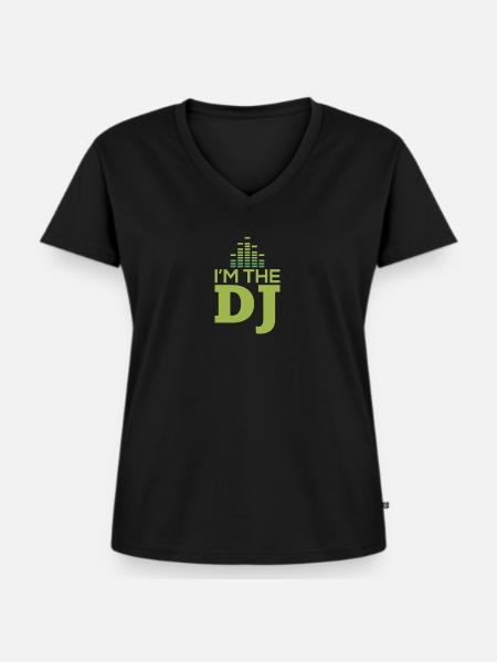 I am the DJ - Frauen Premium Bio T-Shirt mit V-Ausschnitt - Schwarz