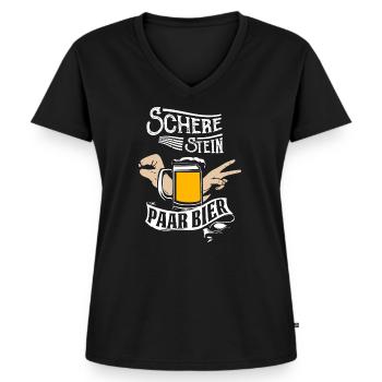 Bier Beerpong Saufen Bierkrug Trinkspiel - Frauen Premium Bio T-Shirt mit V-Ausschnitt - Schwarz - Vorne - AI Model Female 172 light (172cm)