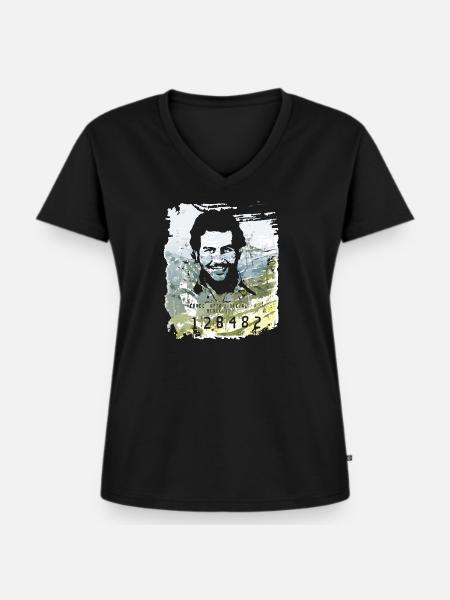 Pablo Escobar distressed - Frauen Premium Bio T-Shirt mit V-Ausschnitt - Schwarz