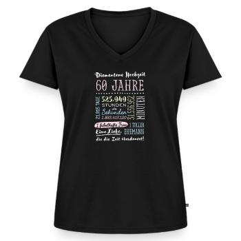Diamanthochzeit 60 Jahre Hochzeitstag Geschenk - Frauen Premium Bio T-Shirt mit V-Ausschnitt - Schwarz - Vorne - AI Model Female 172 light (172cm)