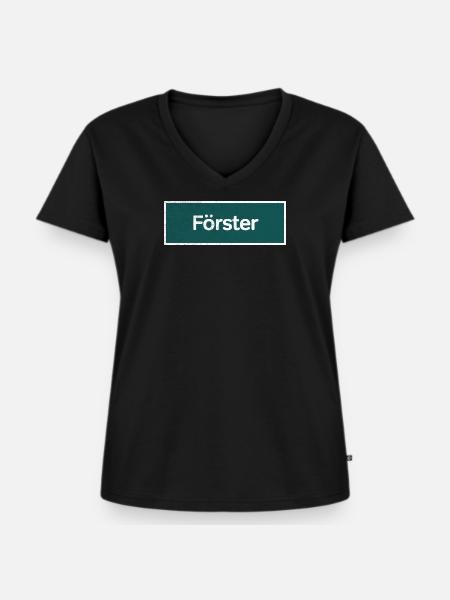 Förster - Frauen Premium Bio T-Shirt mit V-Ausschnitt - Schwarz
