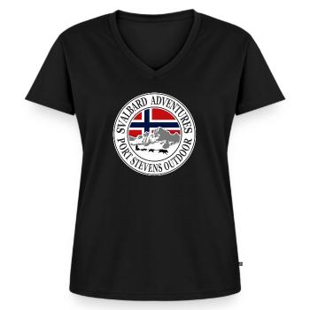 Spitzbergen - Svalbard - Huskys - Frauen Premium Bio T-Shirt mit V-Ausschnitt - Schwarz - Vorne - AI Model Female 172 light (172cm)