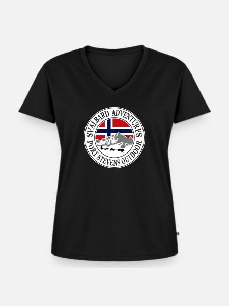 Spitzbergen - Svalbard - Huskys - Frauen Premium Bio T-Shirt mit V-Ausschnitt - Schwarz