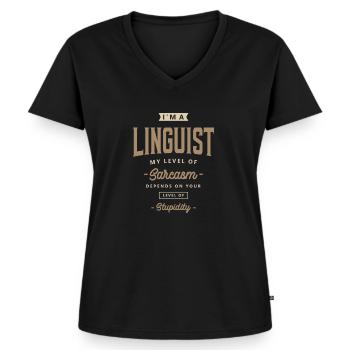 Linguiste Titre drôle du poste Profession - T-shirt encolure en V Premium bio Femme - noir - Devant - AI Model Female 172 light (172cm)