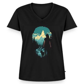 Walls with dog - Women's Premium Organic V-neck T-shirt - black - Front - AI Model Female 172 light (172cm)