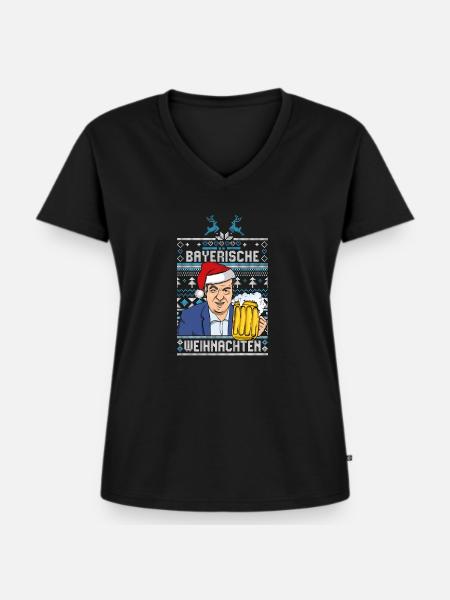 Söder Bayerische Weihnachten - Frauen Premium Bio T-Shirt mit V-Ausschnitt - Schwarz