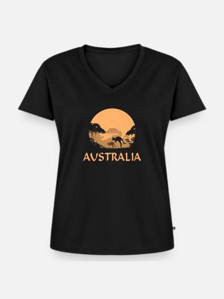 Kängurus - Australia - Australien - Frauen Premium Bio T-Shirt mit V-Ausschnitt - Schwarz