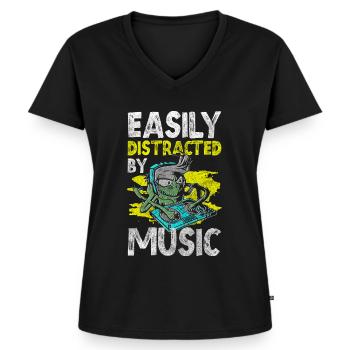Musik Noten Musikverein Musikstil - Frauen Premium Bio T-Shirt mit V-Ausschnitt - Schwarz - Vorne - AI Model Female 172 light (172cm)