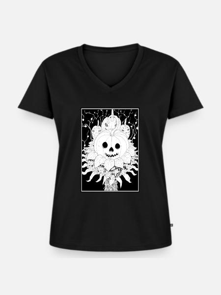 Pumpkin - Frauen Premium Bio T-Shirt mit V-Ausschnitt - Schwarz