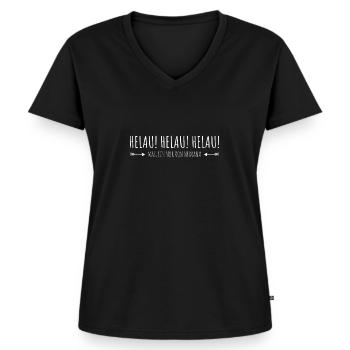 HELAU! HELAU! HELAU! - T-shirt encolure en V Premium bio Femme - noir - Devant - AI Model Female 172 light (172cm)