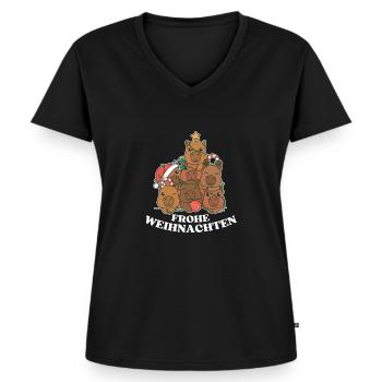 Frohe Weihnachten Capybara Heiligabend Capybaras - Frauen Premium Bio T-Shirt mit V-Ausschnitt - Schwarz - Vorne - AI Model Female 172 light (172cm)