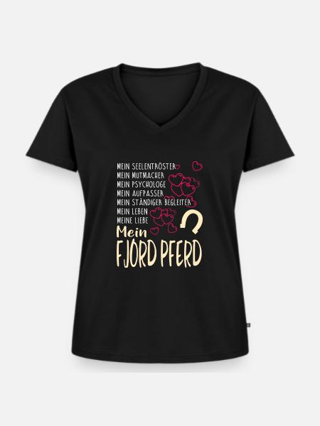 FJORD-PFERD - mein - Frauen Premium Bio T-Shirt mit V-Ausschnitt - Schwarz
