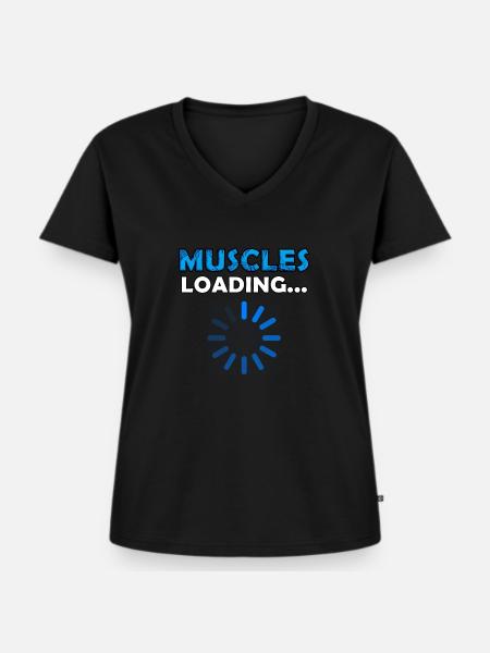 Muscles Loading - Frauen Premium Bio T-Shirt mit V-Ausschnitt - Schwarz