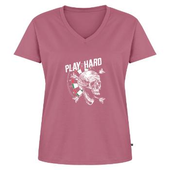 Play Hard Darts Skull - Totenkopf - Frauen Premium Bio T-Shirt mit V-Ausschnitt - Mauve - Vorne - AI Model Female 172 dark (172cm)