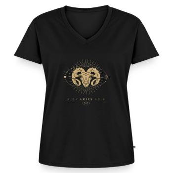 Widder Sternzeichen 2 - Frauen Premium Bio T-Shirt mit V-Ausschnitt - Schwarz - Vorne - AI Model Female 172 light (172cm)