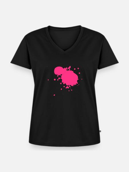 Farbklecks - Frauen Premium Bio T-Shirt mit V-Ausschnitt - Schwarz