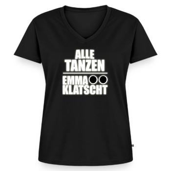 Alle Tanzen Emma Klatscht "MDMA - Ecstasy - emma" - Frauen Premium Bio T-Shirt mit V-Ausschnitt - Schwarz - Vorne - AI Model Female 172 light (172cm)