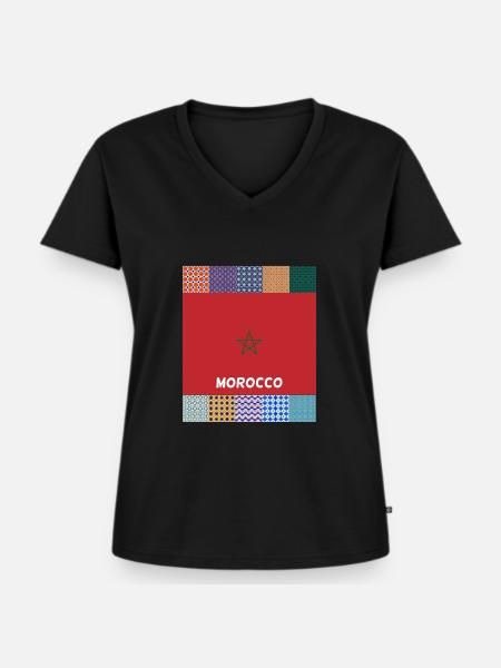 Marokko - Frauen Premium Bio T-Shirt mit V-Ausschnitt - Schwarz