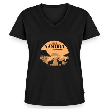 Namibia - Antilope - Frauen Premium Bio T-Shirt mit V-Ausschnitt - Schwarz - Vorne - AI Model Female 172 light (172cm)
