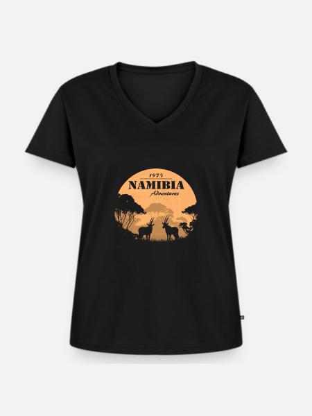 Namibia - Antilope - Frauen Premium Bio T-Shirt mit V-Ausschnitt - Schwarz