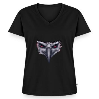 Oiseau de proie aigle - T-shirt encolure en V Premium bio Femme - noir - Devant - AI Model Female 172 light (172cm)