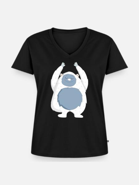 Yeti - Frauen Premium Bio T-Shirt mit V-Ausschnitt - Schwarz