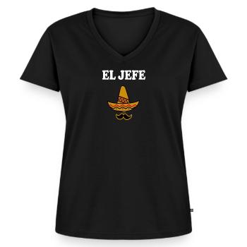 El Jefe Mexiko - Frauen Premium Bio T-Shirt mit V-Ausschnitt - Schwarz - Vorne - AI Model Female 172 light (172cm)