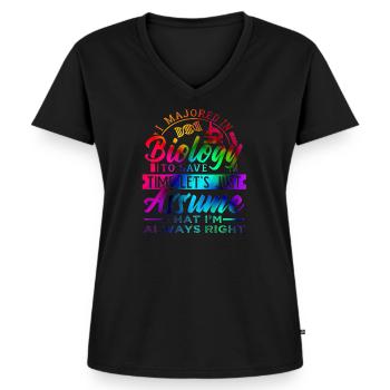 Biology - Women's Premium Organic V-neck T-shirt - black - Front - AI Model Female 172 light (172cm)