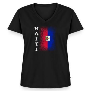 Haïti - T-shirt encolure en V Premium bio Femme - noir - Devant - AI Model Female 172 light (172cm)