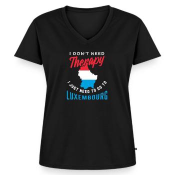 Luxembourg - T-shirt encolure en V Premium bio Femme - noir - Devant - AI Model Female 172 light (172cm)