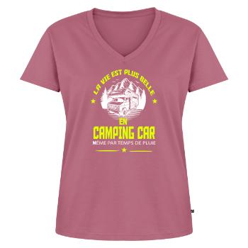 CAMPING CAR - T-shirt encolure en V Premium bio Femme - mauve - Devant - AI Model Female 172 dark (172cm)