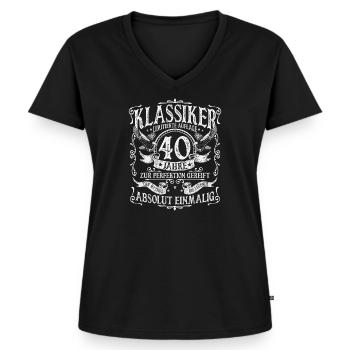40-årsdag 40 år klassisk gåva - Ekologisk premium-T-shirt med V-ringning dam - svart - Fram - AI Model Female 172 light (172cm)