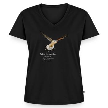 Turmfalke einzeln - Frauen Premium Bio T-Shirt mit V-Ausschnitt - Schwarz - Vorne - AI Model Female 172 light (172cm)