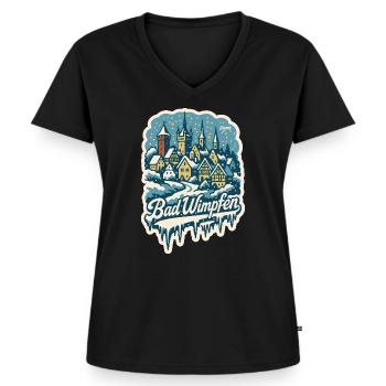 Bad Wimpfen Kraichgau Winterlandschaft   - Frauen Premium Bio T-Shirt mit V-Ausschnitt - Schwarz - Vorne - AI Model Female 172 light (172cm)