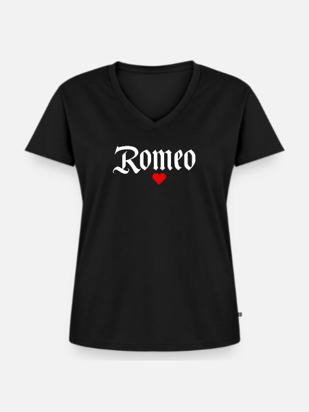 Romeo - Frauen Premium Bio T-Shirt mit V-Ausschnitt - Schwarz