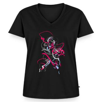 Abstrakt - Frauen Premium Bio T-Shirt mit V-Ausschnitt - Schwarz - Vorne - AI Model Female 172 light (172cm)