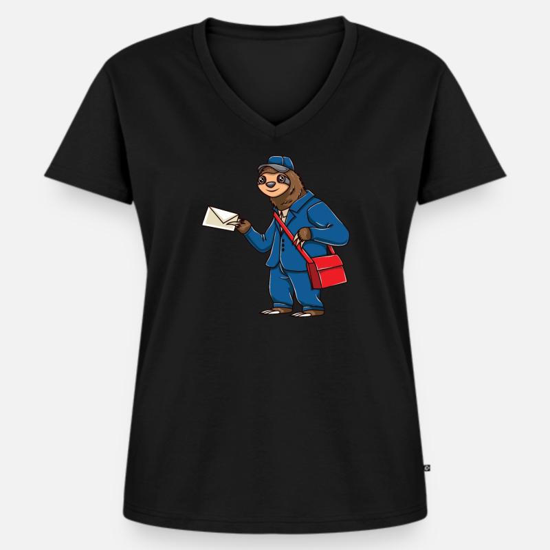 Sloth Postman Postman Sloth - Women's Premium Organic V-neck T-shirt - black