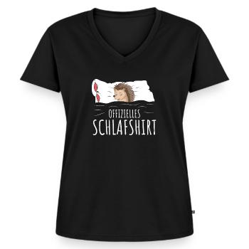 Offizielles Schlafshirt Igel Schlafen Chillen - Frauen Premium Bio T-Shirt mit V-Ausschnitt - Schwarz - Vorne - AI Model Female 172 light (172cm)