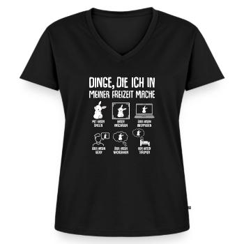 Hasen Kaninchen Hase Freizeit - Frauen Premium Bio T-Shirt mit V-Ausschnitt - Schwarz - Vorne - AI Model Female 172 light (172cm)