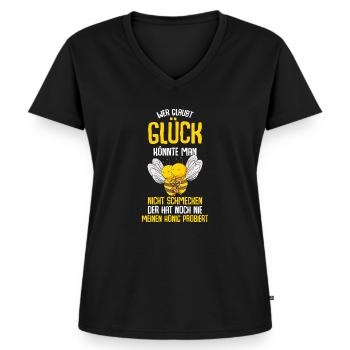 Imker Biene Imkerei Honig Bienen - Frauen Premium Bio T-Shirt mit V-Ausschnitt - Schwarz - Vorne - AI Model Female 172 light (172cm)