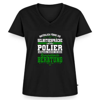 Polier Spruch Bauarbeiter Baustelle Bau - Frauen Premium Bio T-Shirt mit V-Ausschnitt - Schwarz - Vorne - AI Model Female 172 light (172cm)