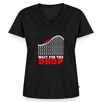 Achterbahn lustiger Spruch Geschenk - Frauen Premium Bio T-Shirt mit V-Ausschnitt - Schwarz - Vorne - AI Model Female 172 light (172cm)