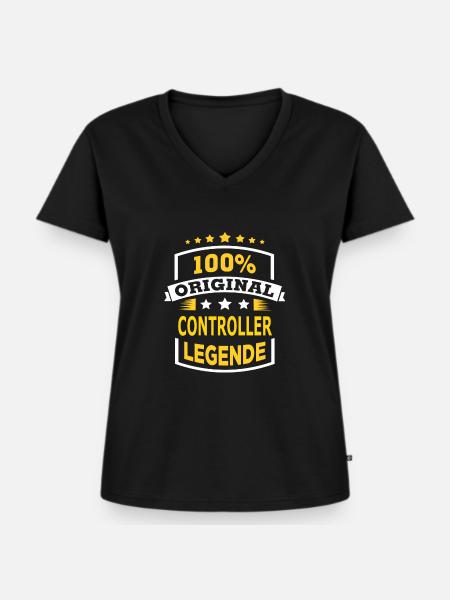 CONTROLLER - Frauen Premium Bio T-Shirt mit V-Ausschnitt - Schwarz