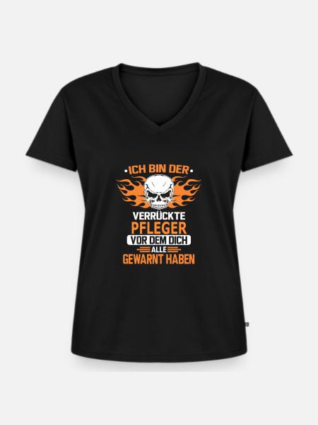 PFLEGER - Frauen Premium Bio T-Shirt mit V-Ausschnitt - Schwarz