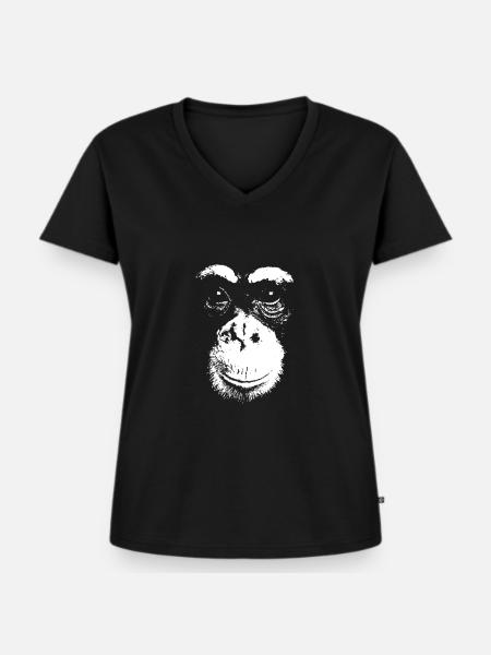 Schimpanse - Chimp - Chimpanzee - Frauen Premium Bio T-Shirt mit V-Ausschnitt - Schwarz