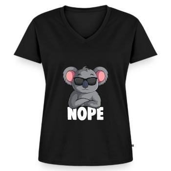 Koala Nope Koalabär Kinder Mädchen Damen - Frauen Premium Bio T-Shirt mit V-Ausschnitt - Schwarz - Vorne - AI Model Female 172 light (172cm)
