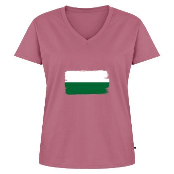 Sachsen Flagge Sächsische Fahne Ossi Urlaub SN - Frauen Premium Bio T-Shirt mit V-Ausschnitt - Mauve - Vorne - AI Model Female 172 dark (172cm)