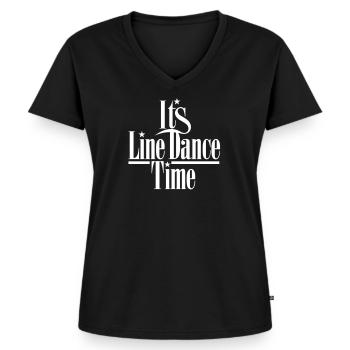 SON TEMPS LINE DANCE - T-shirt encolure en V Premium bio Femme - noir - Devant - AI Model Female 172 light (172cm)