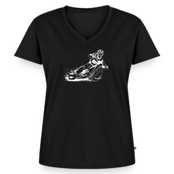 Speedway - Motorcycle Speedway - Women's Premium Organic V-neck T-shirt - black - Front - AI Model Female 172 light (172cm)